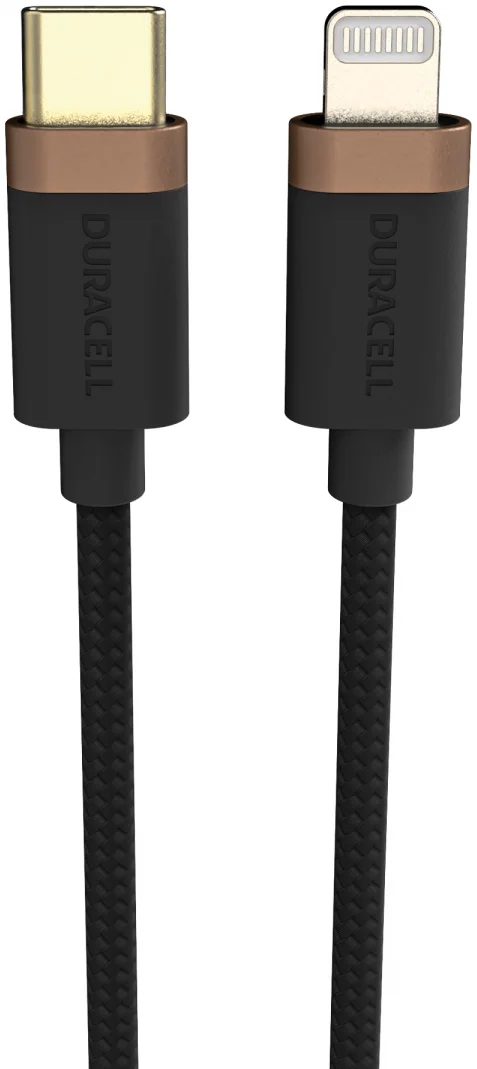 Duracell Toughened Kevlar MFi USB-C naar Lightning Kabel 2 Meter 65W / 3A Zwart afbeelding 1