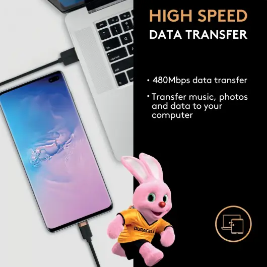 Duracell Toughened Kevlar MFi USB-C naar Lightning Kabel 2 Meter 65W / 3A Zwart afbeelding 5