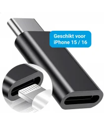 Lightning naar USB - C Adapter 60W voor iPhone 15 / 16 Serie Zwart