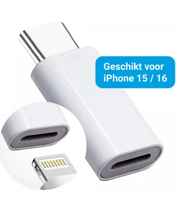 Lightning naar USB - C Adapter 60W voor iPhone 15 / 16 Serie Wit Kabels