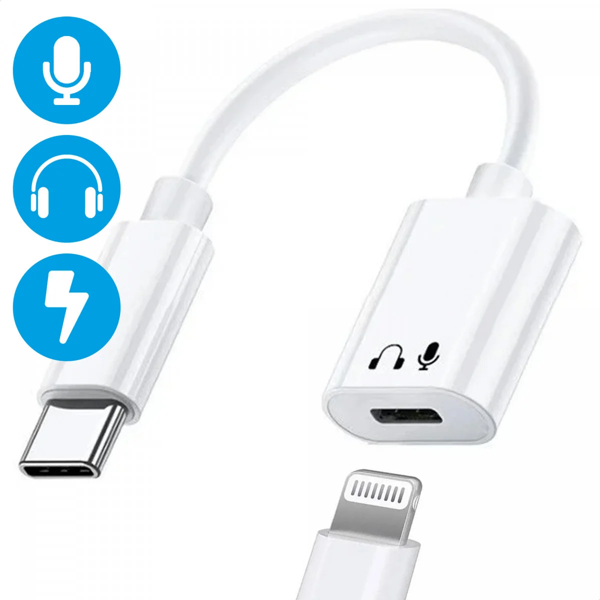Lightning naar USB-C 3-in-1 Adapter Audio, Opladen en Data voor iPhone 15/16 afbeelding 1