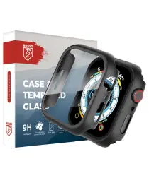 Rosso Apple Watch 41MM Tempered Glass Screen Protector met Hoesje Zwart