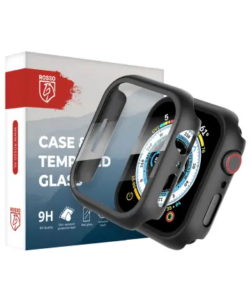 Rosso Apple Watch 41MM Tempered Glass Screen Protector met Hoesje Zwart Screen Protectors