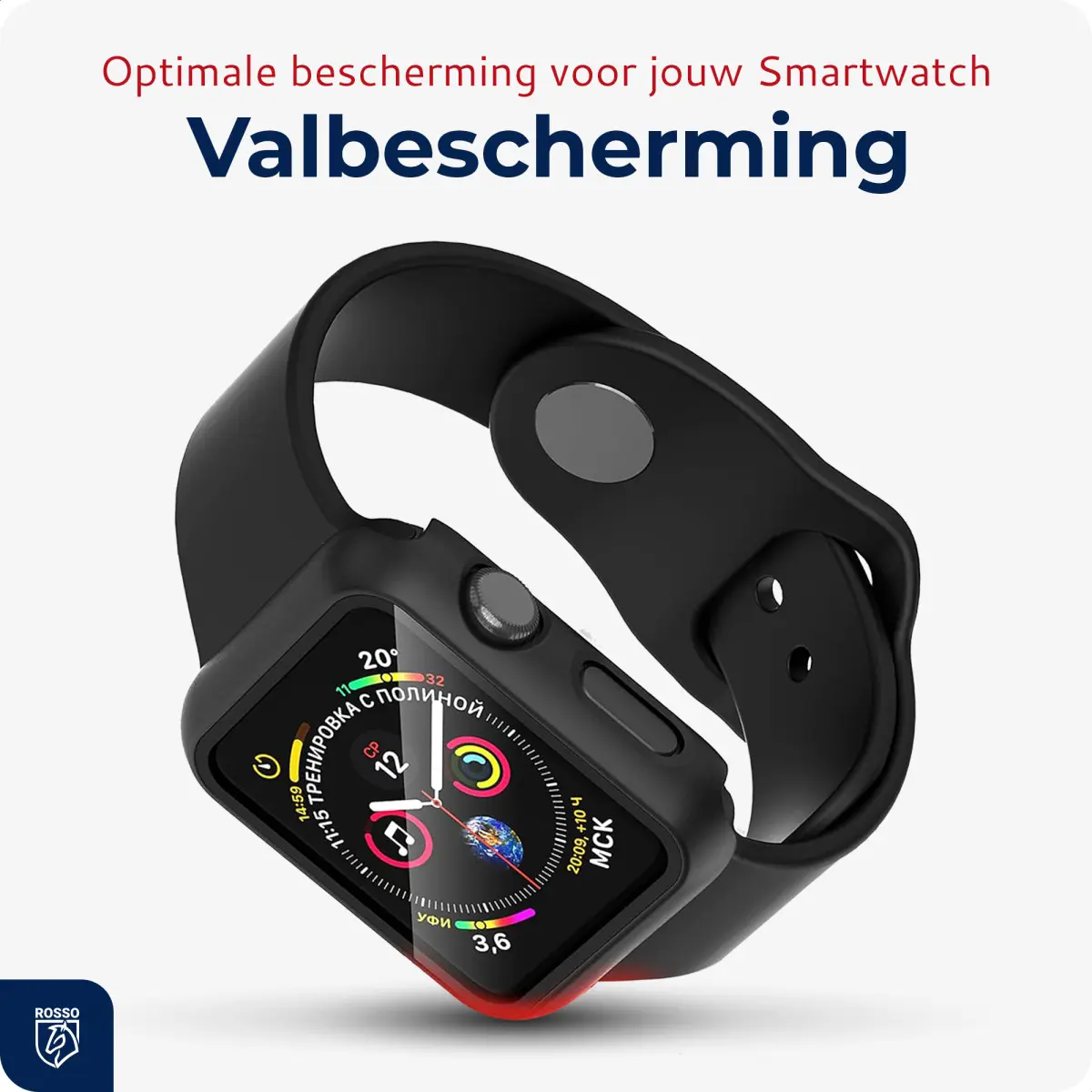 Rosso Apple Watch 42MM Tempered Glass Screen Protector met Hoesje Zwart afbeelding 4