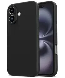 Apple iPhone 16 Hoesje met Camera Bescherming Dun TPU Back Cover Zwart afbeelding