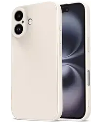 Apple iPhone 16 Hoesje met Camera Bescherming Dun TPU Back Cover Beige afbeelding