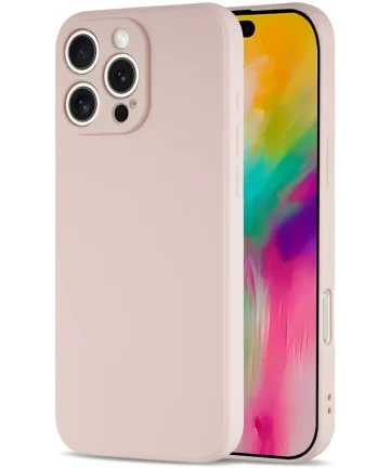 Apple iPhone 16 Pro Hoesje met Camera Bescherming Dun TPU Back Cover Roze Hoesjes