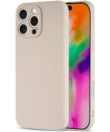 Apple iPhone 16 Pro Hoesje met Camera Bescherming Dun TPU Back Cover Beige Hoesjes