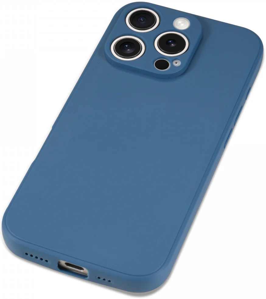 Apple iPhone 16 Pro Hoesje met Camera Bescherming Dun TPU Back Cover Blauw afbeelding 4