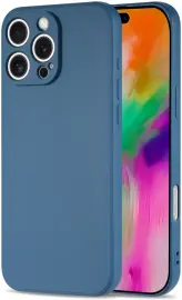 Apple iPhone 16 Pro Hoesje met Camera Bescherming Dun TPU Back Cover Blauw