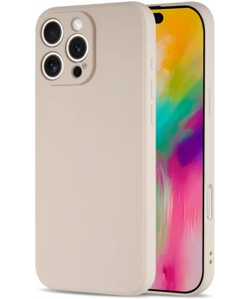 Apple iPhone 16 Pro Max Hoesje met Camera Bescherming Dun TPU Back Cover Beige Hoesjes