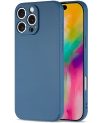 Apple iPhone 16 Pro Max Hoesje met Camera Bescherming Dun TPU Back Cover Blauw