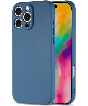 Apple iPhone 16 Pro Max Hoesje met Camera Bescherming Dun TPU Back Cover Blauw Hoesjes