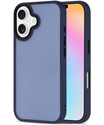 Apple iPhone 16 Hoesje Back Cover Matte Blauw Hoesjes