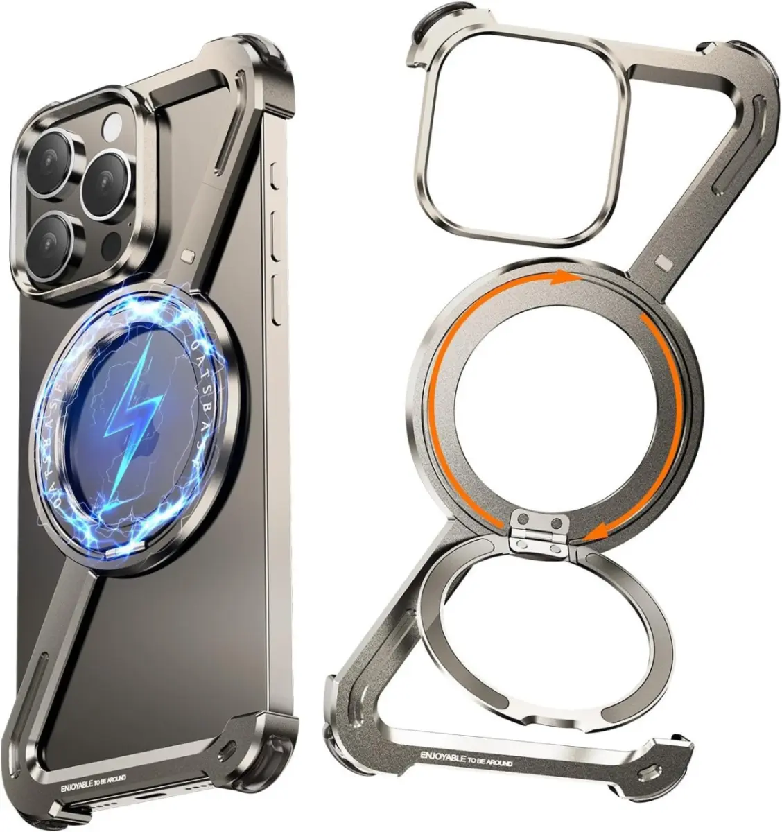 Apple iPhone 16 Pro Hoesje Metal Corner Frame Case MagSafe Titanium afbeelding 1