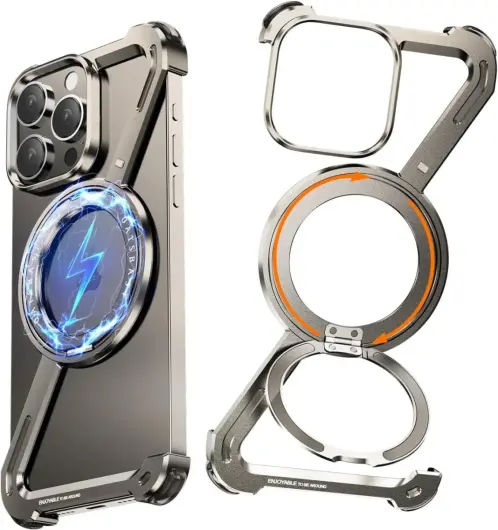 Apple iPhone 16 Pro Hoesje Metal Corner Frame Case MagSafe Titanium afbeelding 1