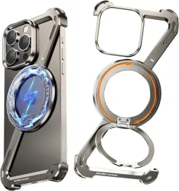 Apple iPhone 16 Pro Hoesje Metal Corner Frame Case MagSafe Titanium