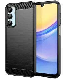 Samsung Galaxy A16 Hoesje Geborsteld TPU Flexibele Back Cover Zwart