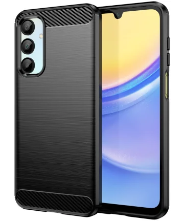 Samsung Galaxy A16 Hoesje Geborsteld TPU Flexibele Back Cover Zwart Hoesjes