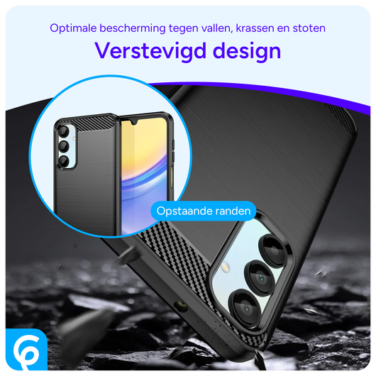 Samsung Galaxy A16 Hoesje Geborsteld TPU Flexibele Back Cover Zwart afbeelding 2
