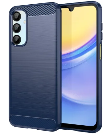 Samsung Galaxy A16 Hoesje Geborsteld TPU Flexibele Back Cover Blauw Hoesjes