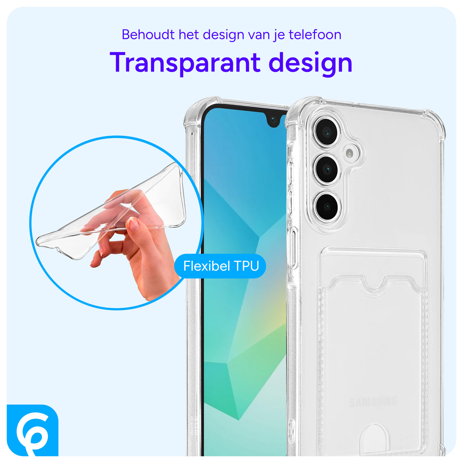 Samsung Galaxy A16 Hoesje Dun TPU met Pasjeshouder Back Cover Transparant afbeelding 5