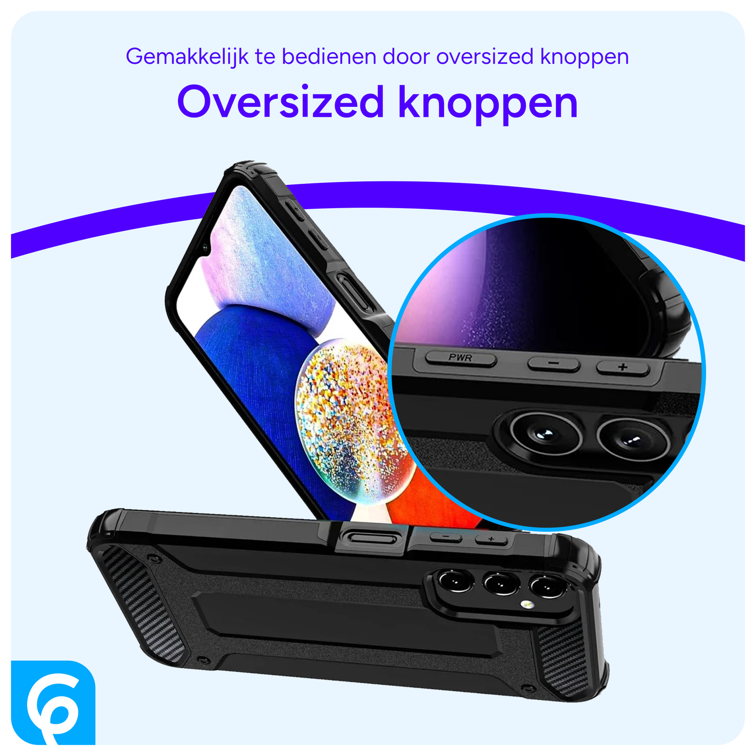Samsung Galaxy A16 Hoesje Shock Proof Hybride Back Cover Zwart afbeelding 2