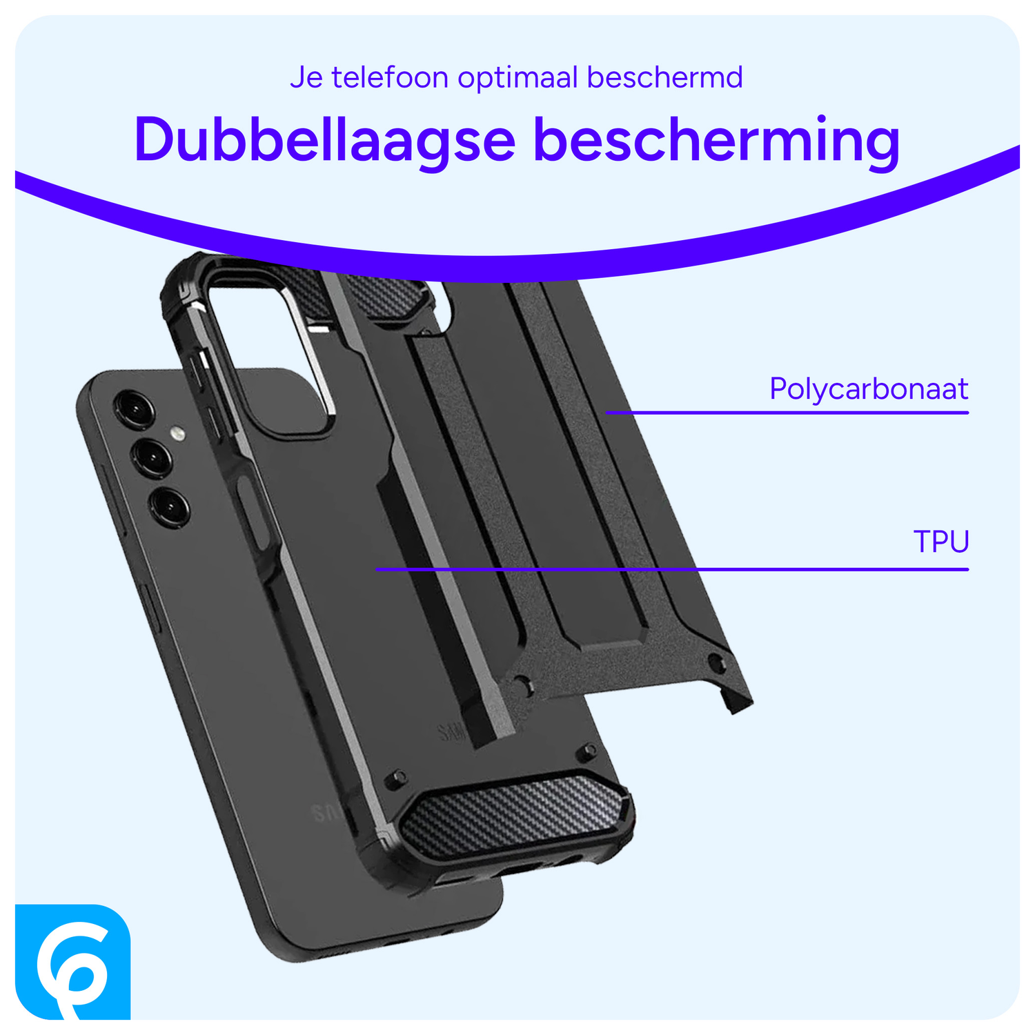 Samsung Galaxy A16 Hoesje Shock Proof Hybride Back Cover Zwart afbeelding 6