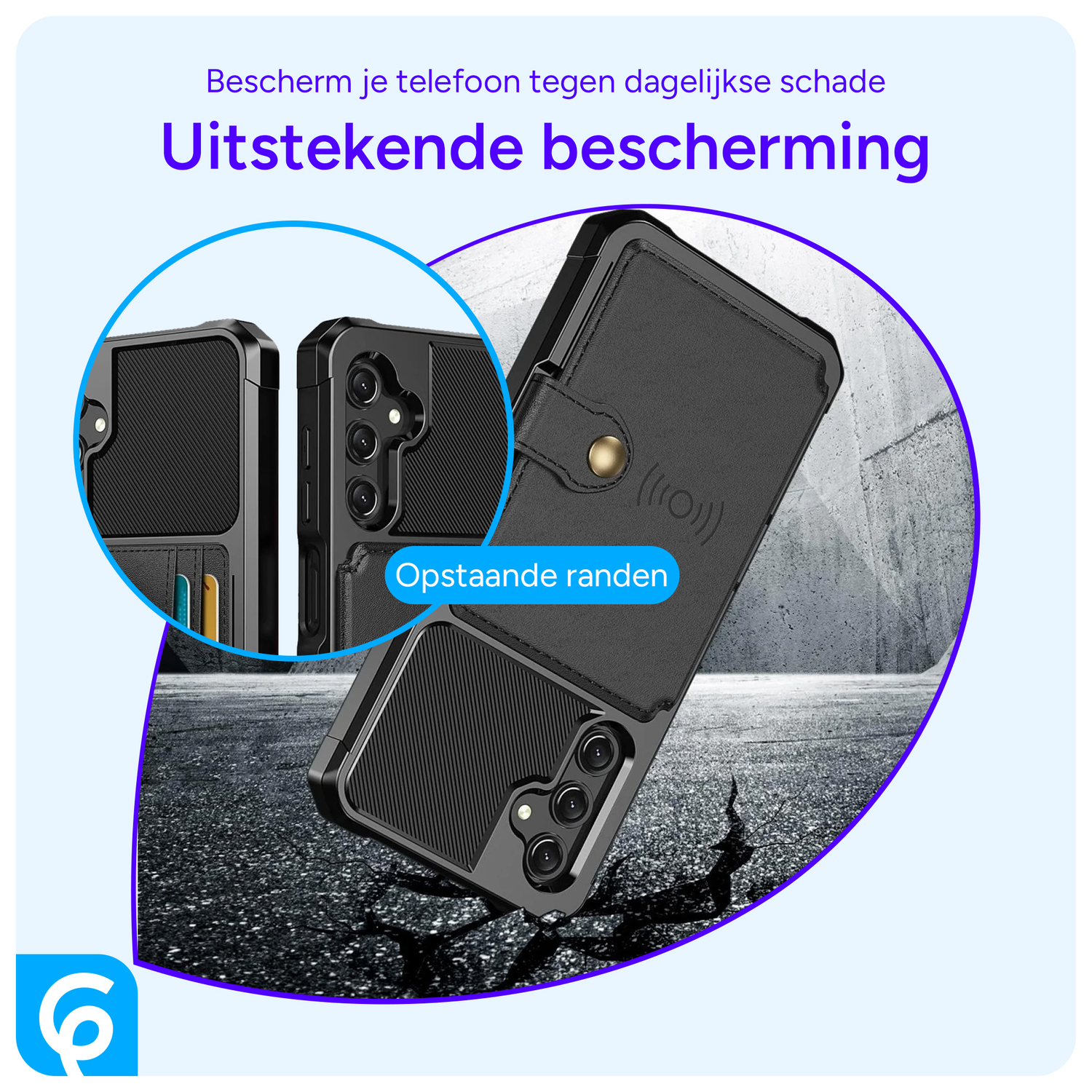 Samsung Galaxy A16 Hoesje 3-in-1 Pasjes Portemonnee Back Cover Zwart afbeelding 4