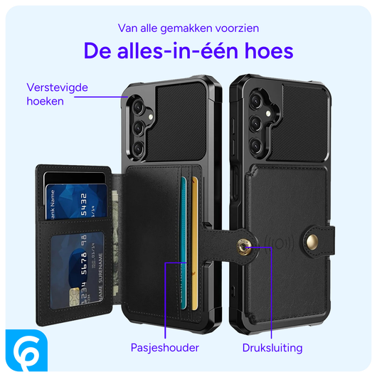 Samsung Galaxy A16 Hoesje 3-in-1 Pasjes Portemonnee Back Cover Zwart afbeelding 3