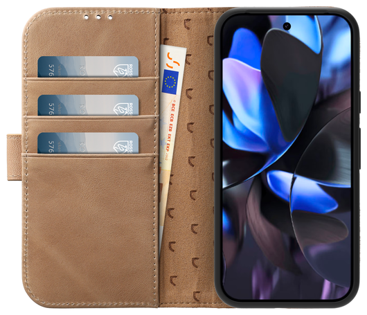 Rosso Elite Google Pixel 9 / 9 Pro Hoesje MagSafe Book Case Echt Leer Lichtbruin afbeelding 2