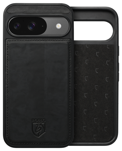 Rosso Elite Google Pixel 9 / 9 Pro Hoesje MagSafe Book Case Echt Leer Zwart afbeelding 7