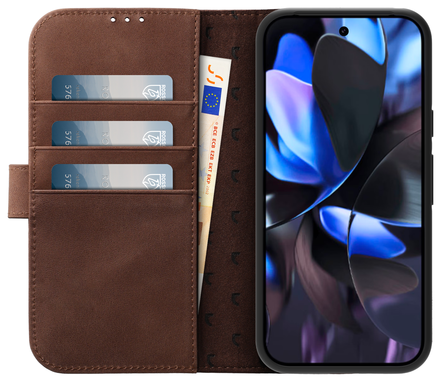 Rosso Elite Google Pixel 9 Pro XL Hoesje MagSafe Book Case Echt Leer Bruin afbeelding 2