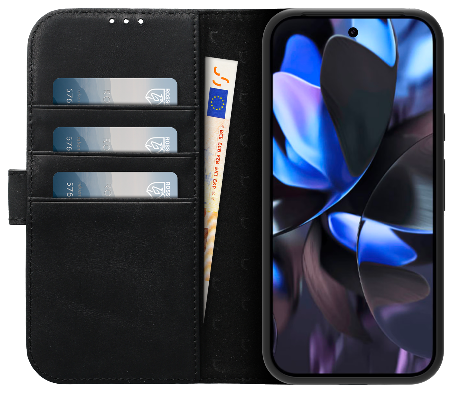 Rosso Elite Google Pixel 9 Pro XL Hoesje MagSafe Book Case Echt Leer Zwart afbeelding 2