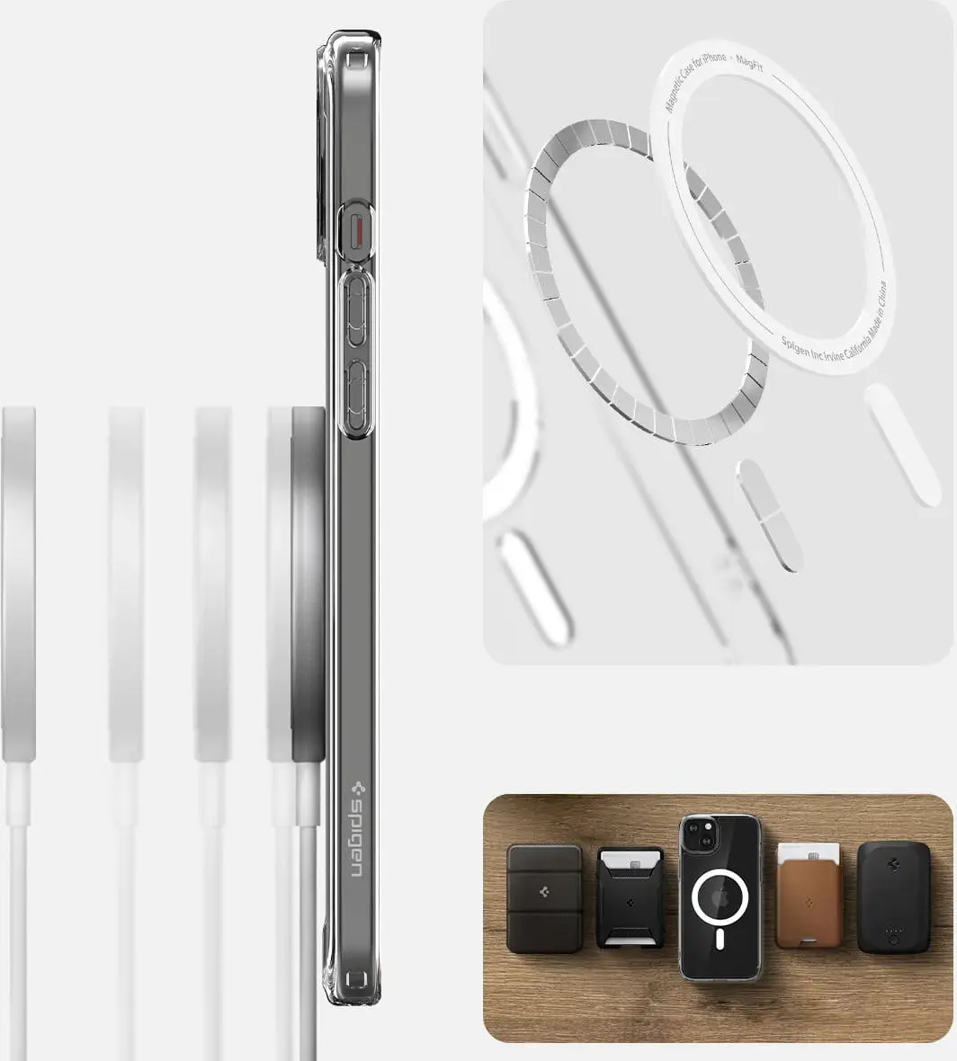 Spigen Crystal Hybrid MagFit iPhone 15 Plus Hoesje MagSafe Transparant Wit afbeelding 7