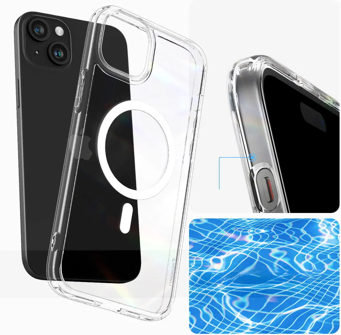 Spigen Crystal Hybrid MagFit iPhone 15 Plus Hoesje MagSafe Transparant Wit afbeelding 5