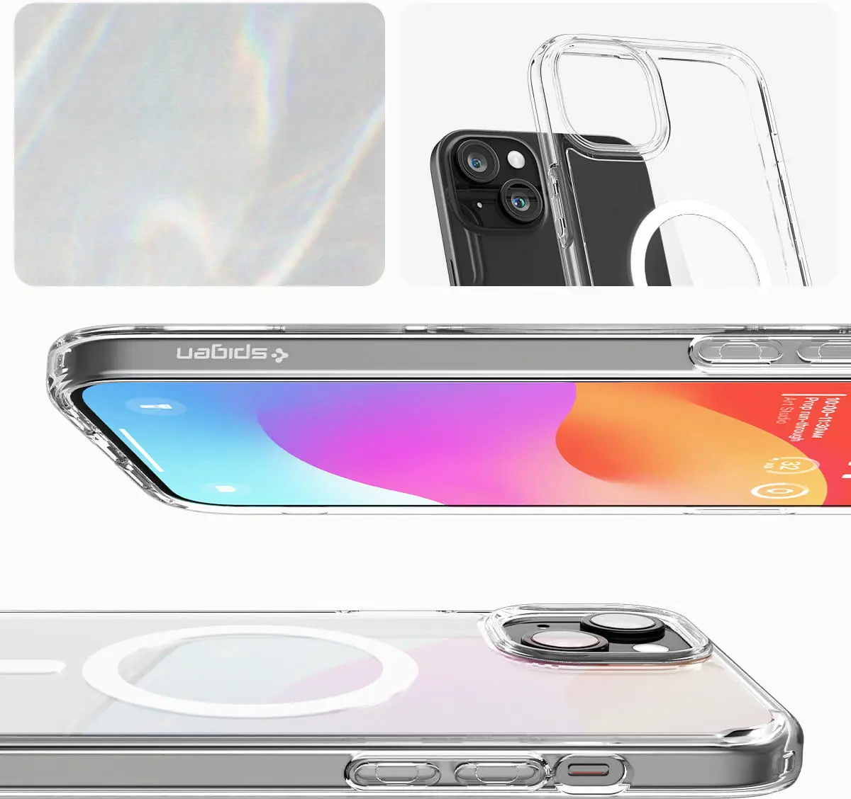 Spigen Crystal Hybrid MagFit iPhone 15 Plus Hoesje MagSafe Transparant Wit afbeelding 6
