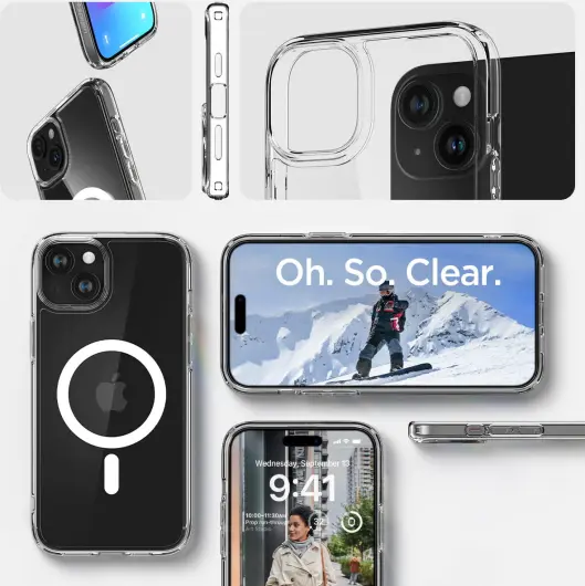 Spigen Crystal Hybrid MagFit iPhone 15 Plus Hoesje MagSafe Transparant Wit afbeelding 8