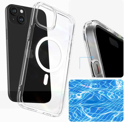 Spigen Crystal Hybrid MagFit iPhone 15 Plus Hoesje MagSafe Transparant Wit afbeelding 5