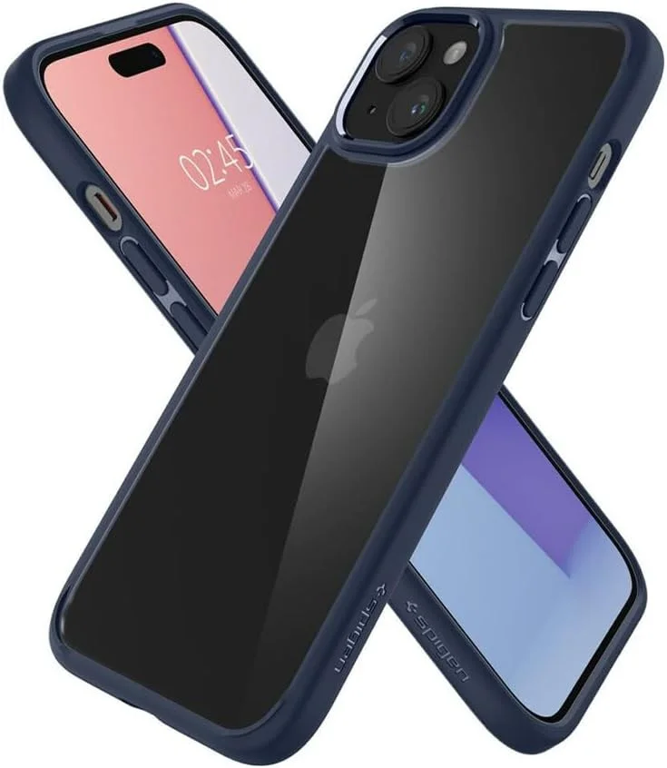 Spigen Crystal Hybrid Apple iPhone 15 Plus Hoesje Back Cover Transparant Blauw afbeelding 3