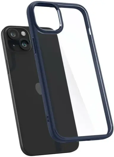 Spigen Crystal Hybrid Apple iPhone 15 Plus Hoesje Back Cover Transparant Blauw afbeelding 2