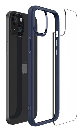 Spigen Crystal Hybrid Apple iPhone 15 Plus Hoesje Back Cover Transparant Blauw afbeelding 5