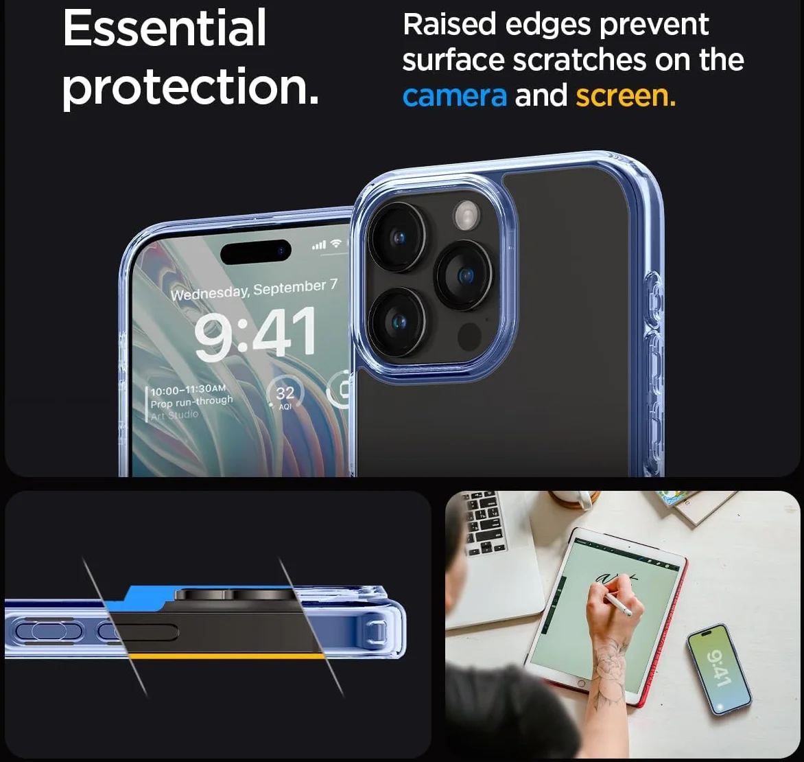 Spigen Ultra Hybrid Apple iPhone 15 Pro Max Hoesje Transparant Lichtblauw afbeelding 6