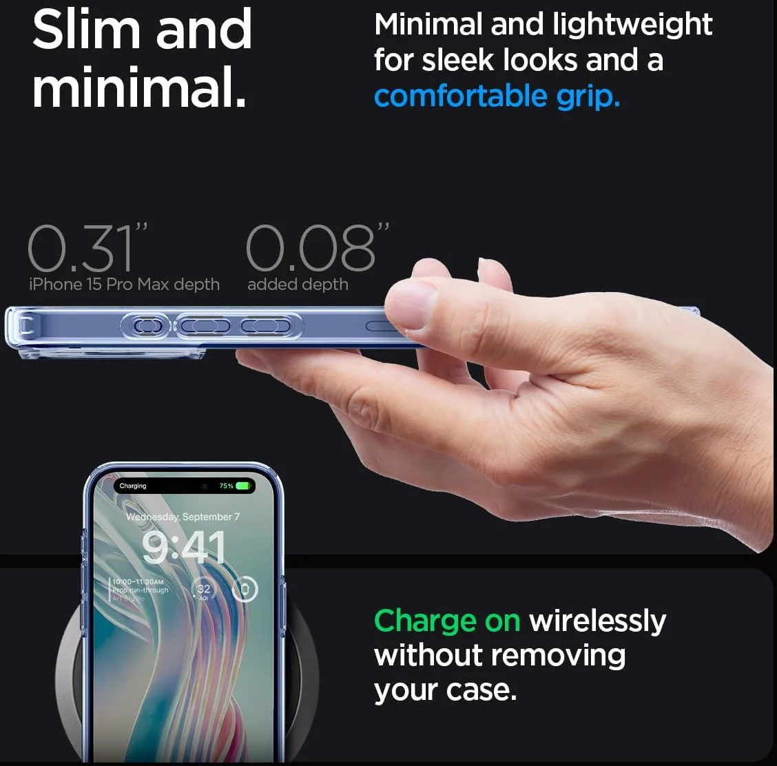 Spigen Ultra Hybrid Apple iPhone 15 Pro Max Hoesje Transparant Lichtblauw afbeelding 7