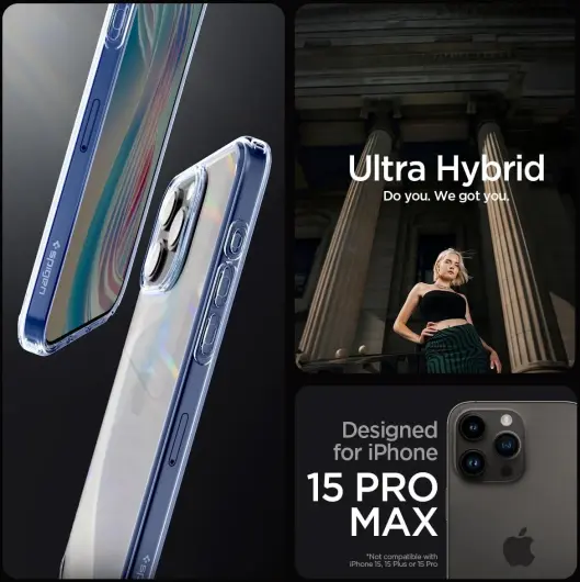 Spigen Ultra Hybrid Apple iPhone 15 Pro Max Hoesje Transparant Lichtblauw afbeelding 3