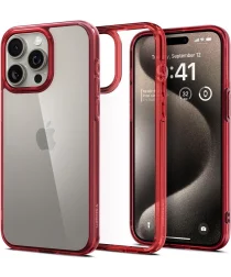 Spigen Ultra Hybrid Apple iPhone 15 Pro Max Hoesje Transparant Rood