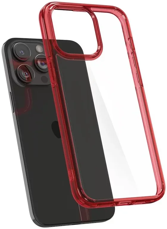 Spigen Ultra Hybrid Apple iPhone 15 Pro Hoesje Back Cover Transparant Rood afbeelding 2