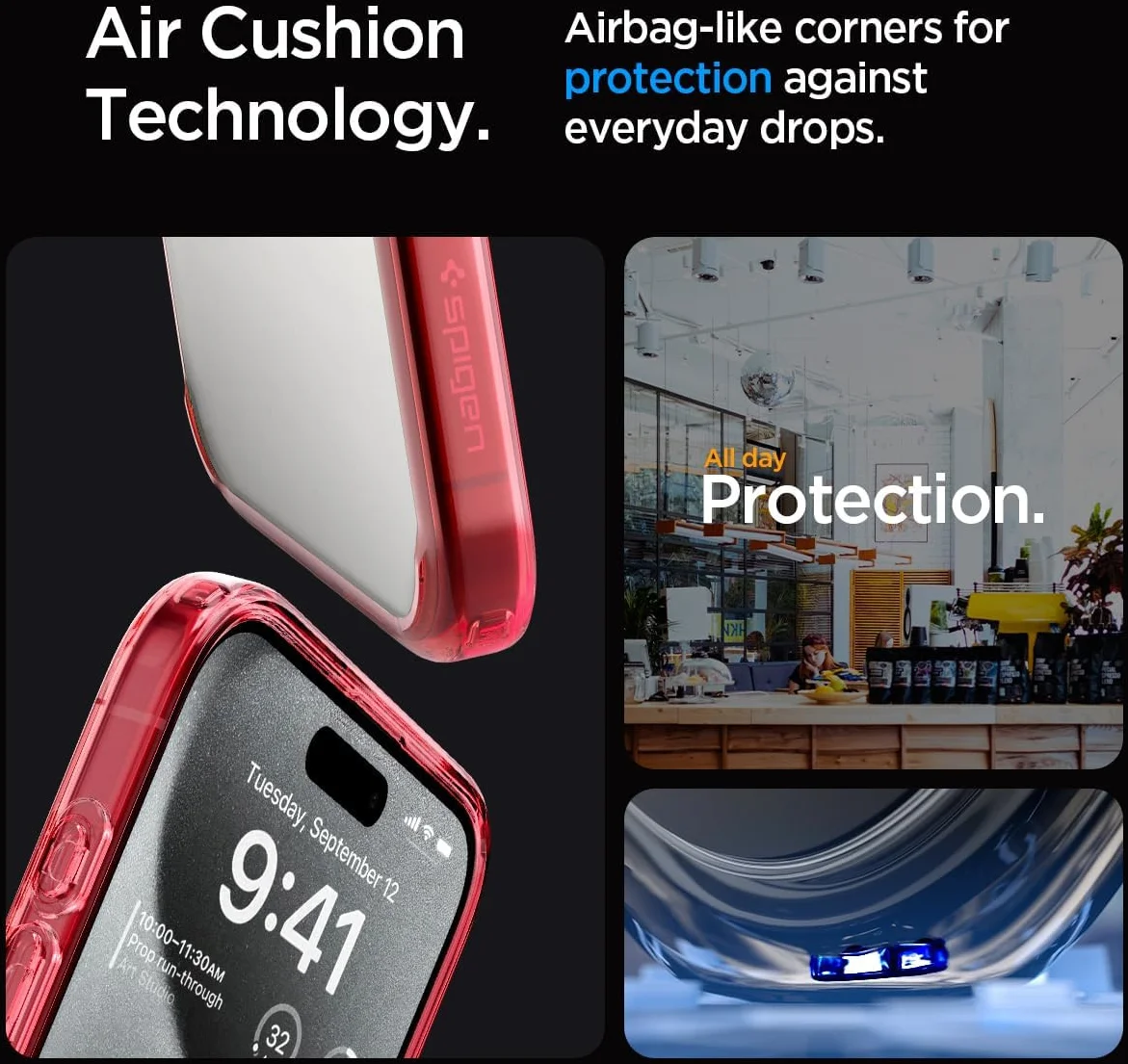Spigen Ultra Hybrid Apple iPhone 15 Pro Hoesje Back Cover Transparant Rood afbeelding 5