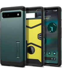 Spigen Tough Armor Google Pixel 6A Hoesje Back Cover Groen