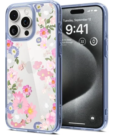 Spigen Ultra Hybrid Apple iPhone 15 Pro Hoesje Back Cover Blossom Hoesjes